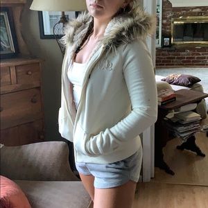 White fluffy Abercrombie jacket!